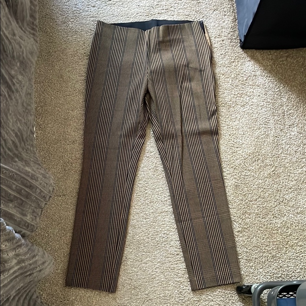 A New Day Stretch Brown Plaid, Side Zip Ankle Pants, Size 6
